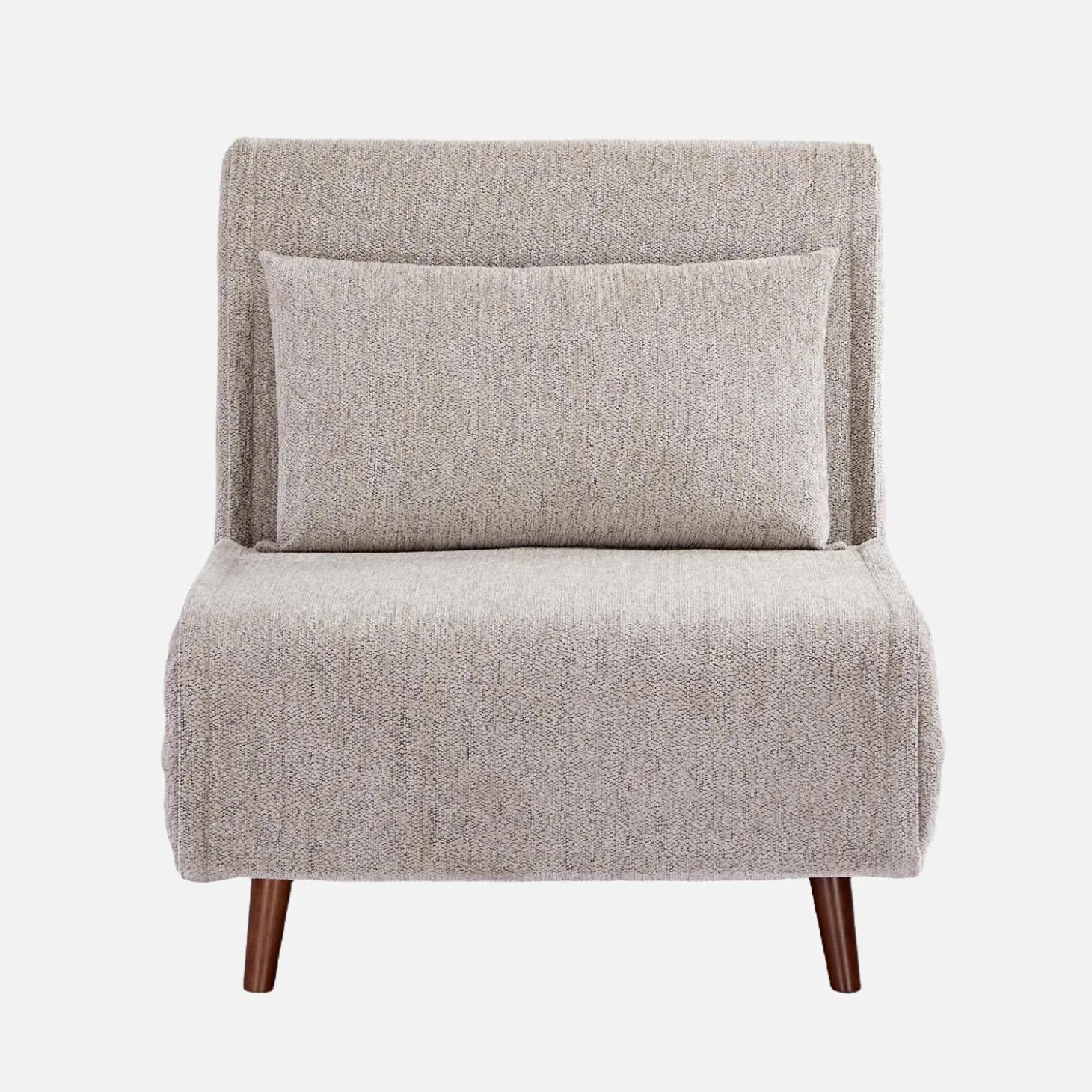 Fauteuil van chenille stof met slaapfunctie houten poten