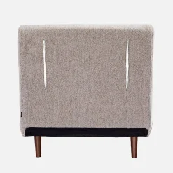 Fauteuil van chenille stof met slaapfunctie houten poten
