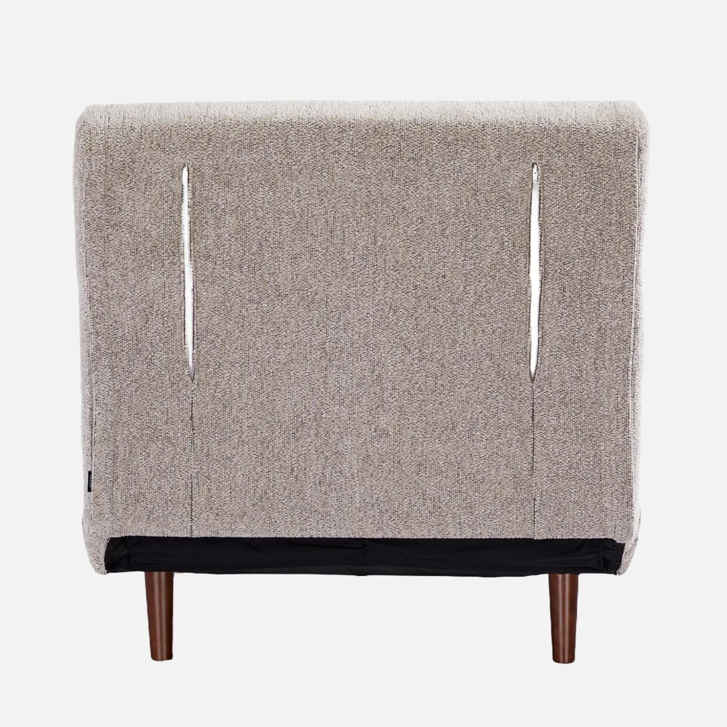 Fauteuil van chenille stof met slaapfunctie houten poten