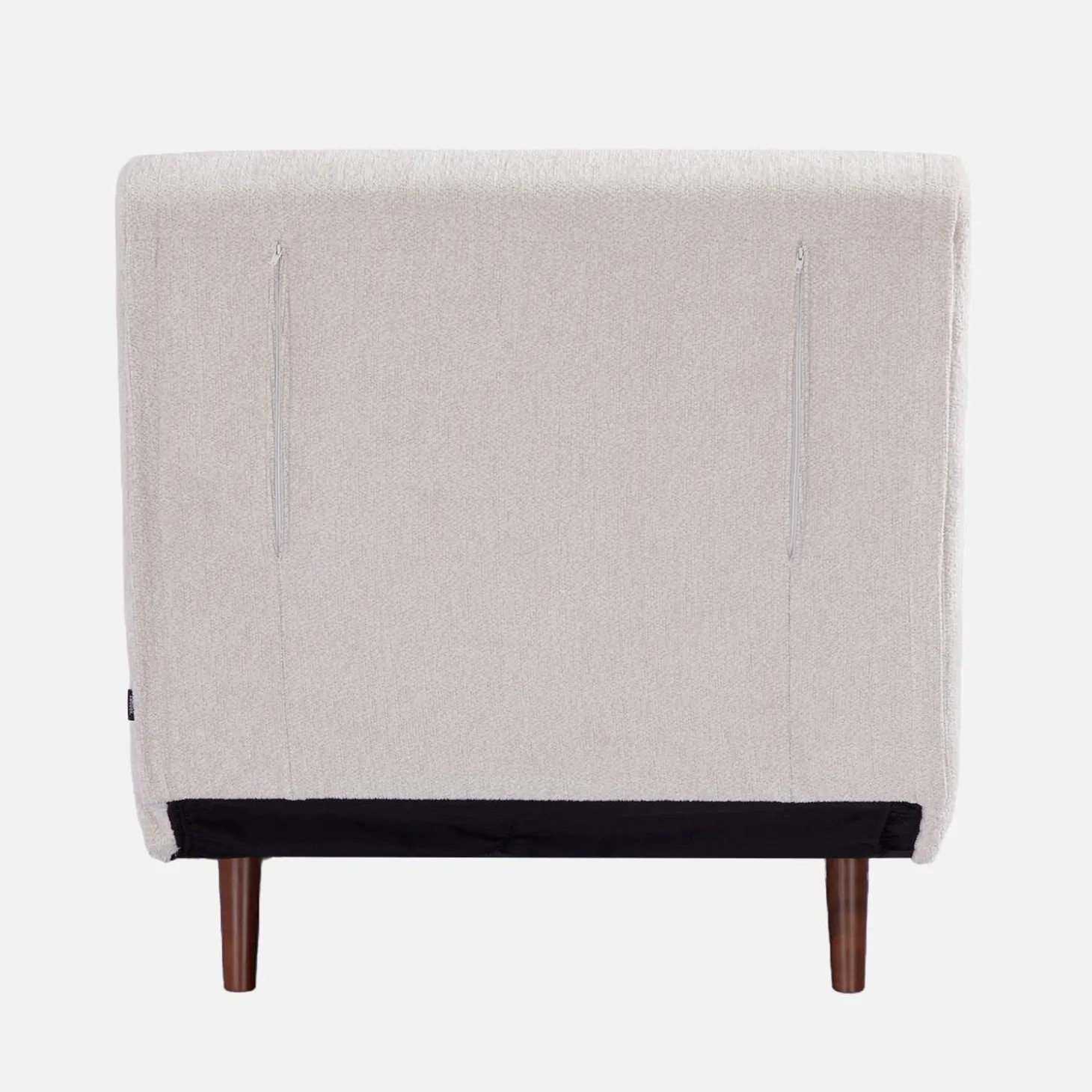 Fauteuil van chenille stof met slaapfunctie houten poten