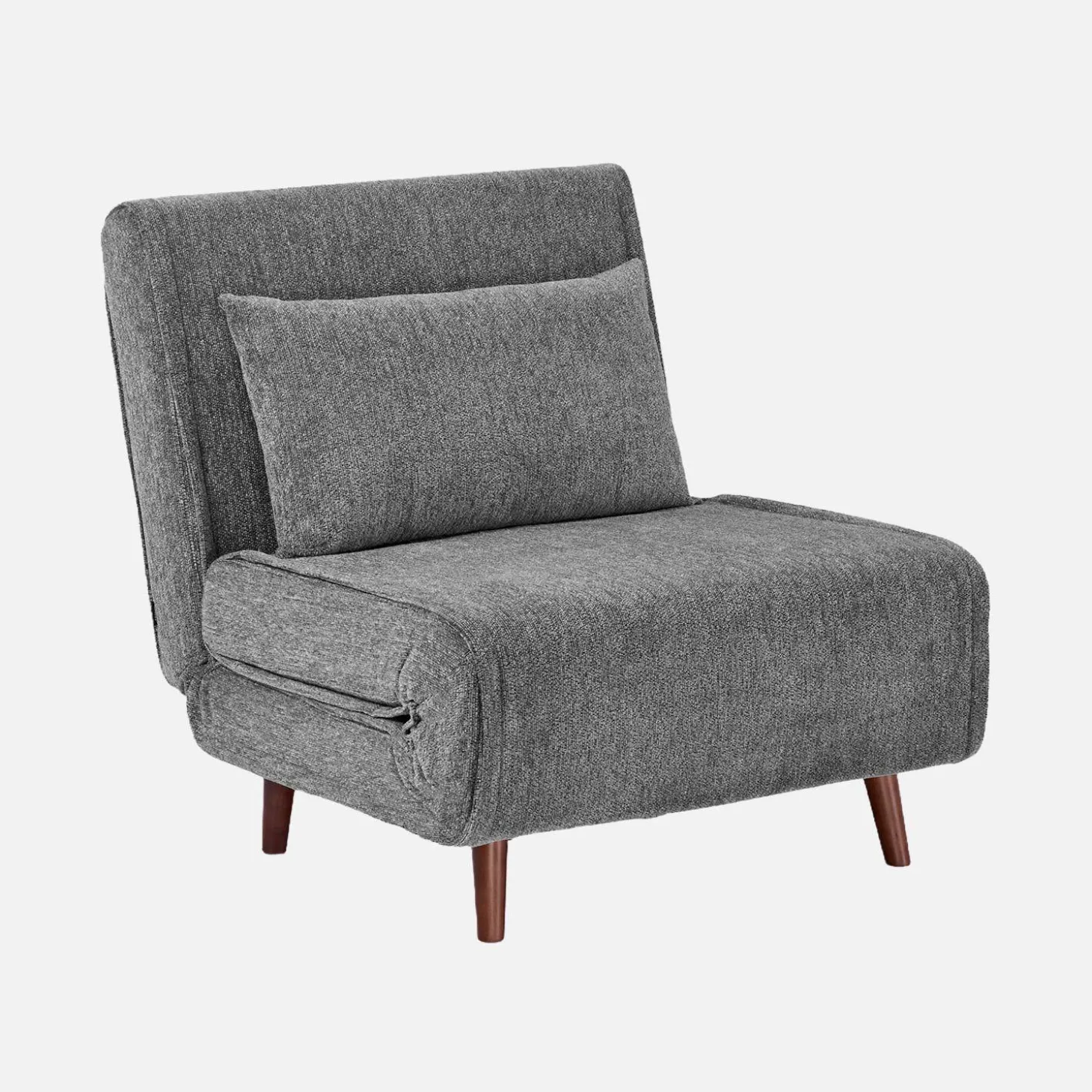 Fauteuil van chenille stof met slaapfunctie houten poten