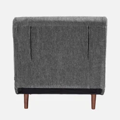 Fauteuil van chenille stof met slaapfunctie houten poten
