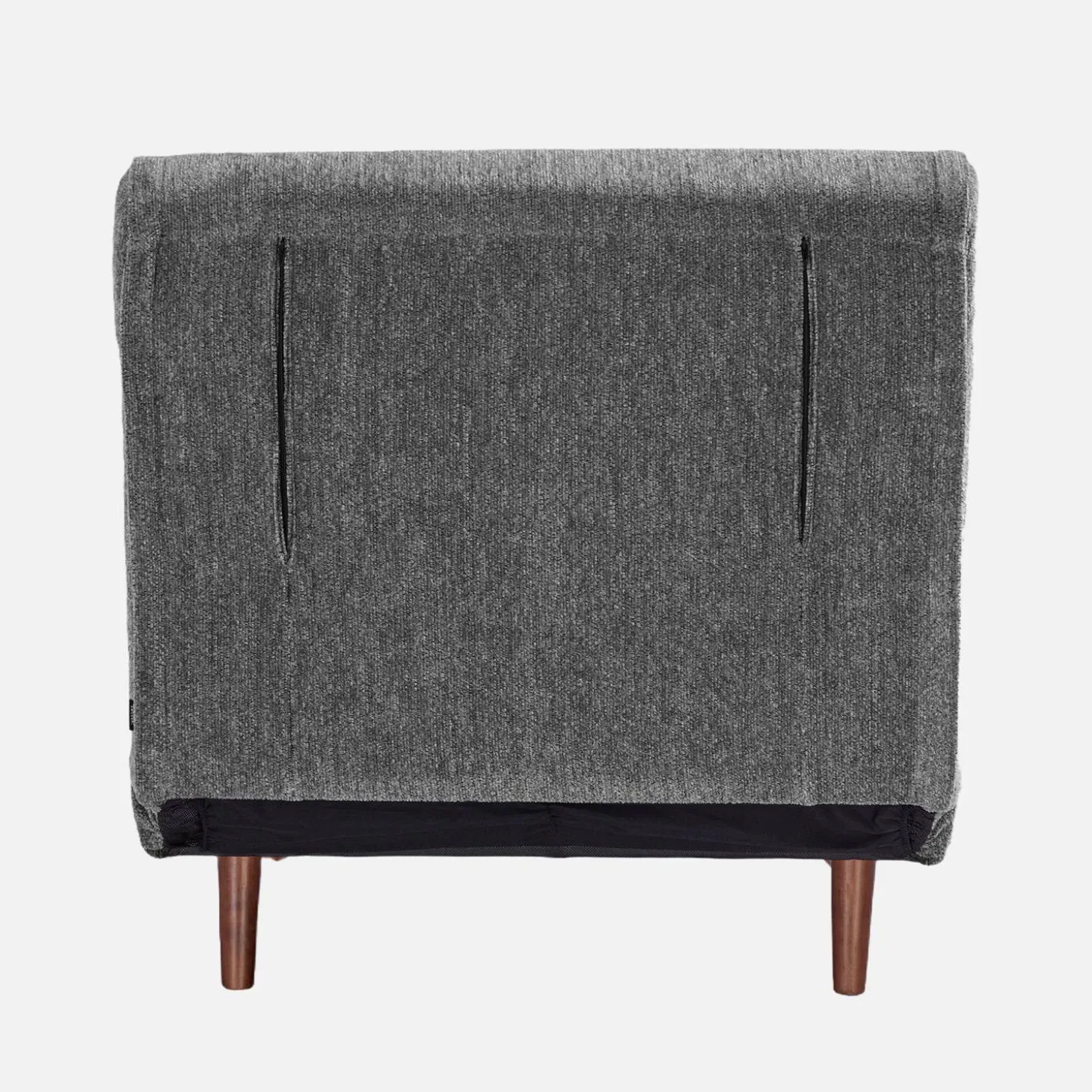 Fauteuil van chenille stof met slaapfunctie houten poten