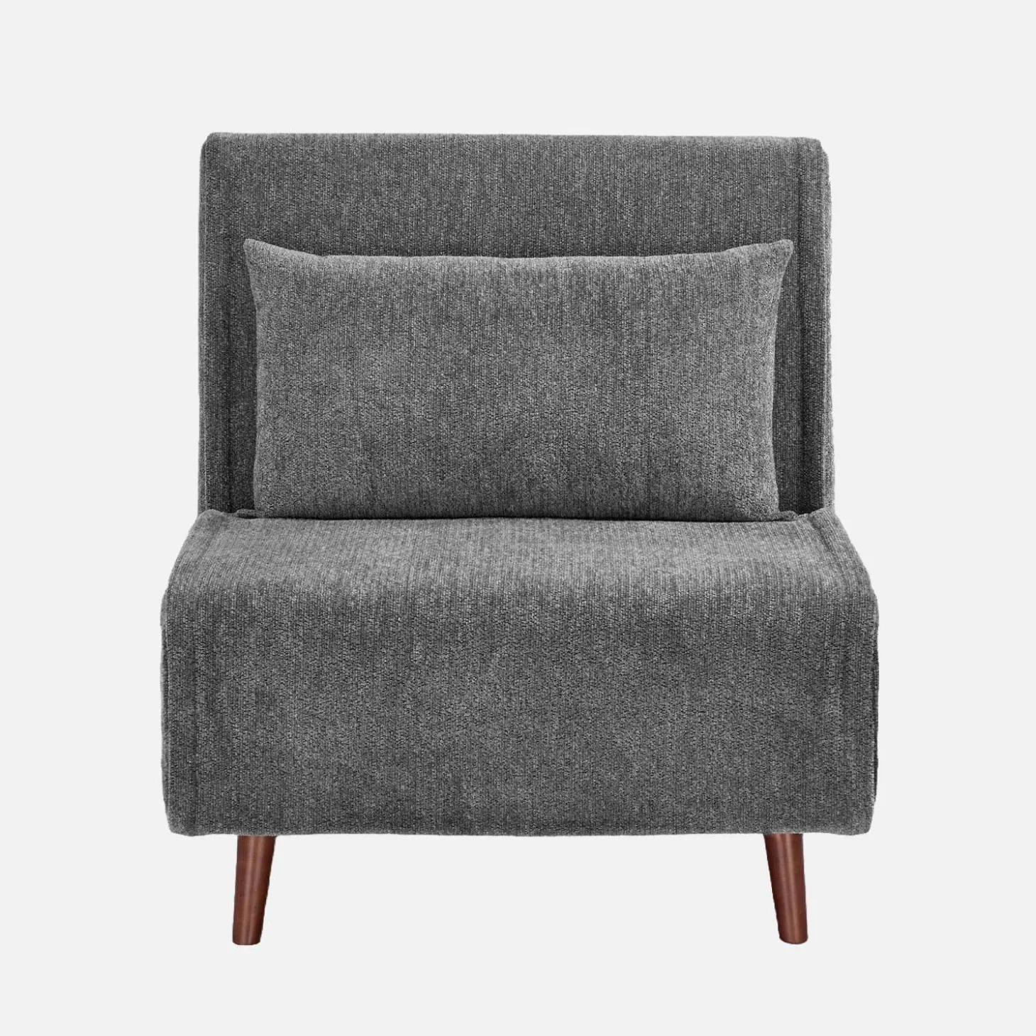 Fauteuil van chenille stof met slaapfunctie houten poten