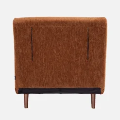 Fauteuil van chenille stof met slaapfunctie houten poten