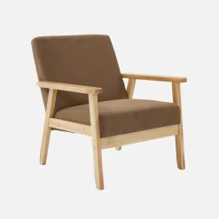 Fauteuil van hout met corduroy zitting