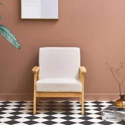 Fauteuil van hout met corduroy zitting