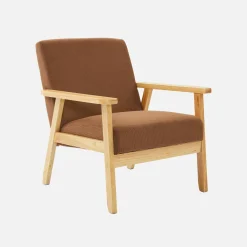 Fauteuil van hout met corduroy zitting