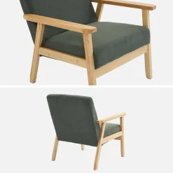 Fauteuil van hout met corduroy zitting