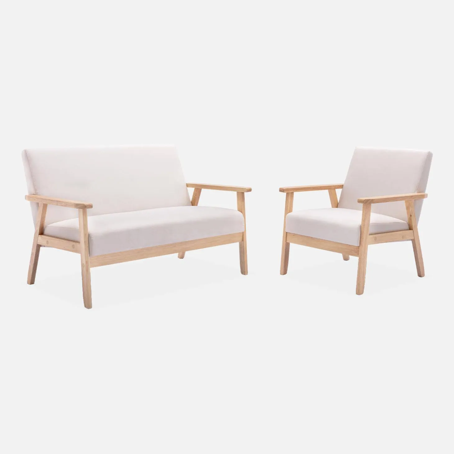 Fauteuil van hout met stoffen zitting