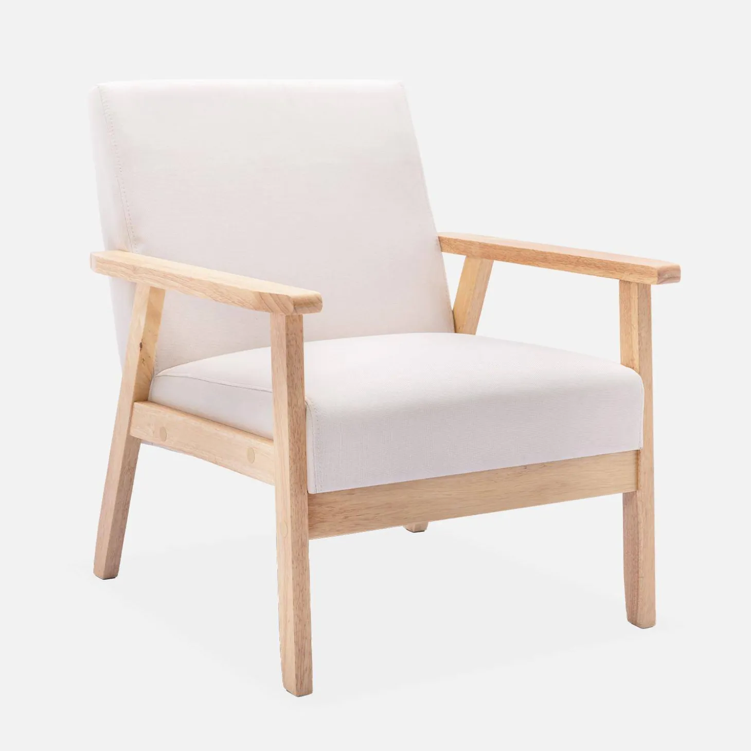 Fauteuil van hout met stoffen zitting