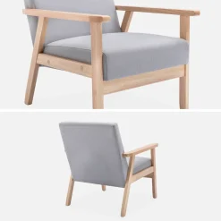 Fauteuil van hout met stoffen zitting