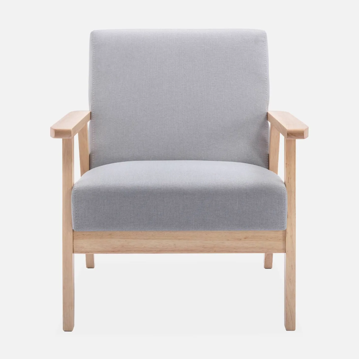 Fauteuil van hout met stoffen zitting