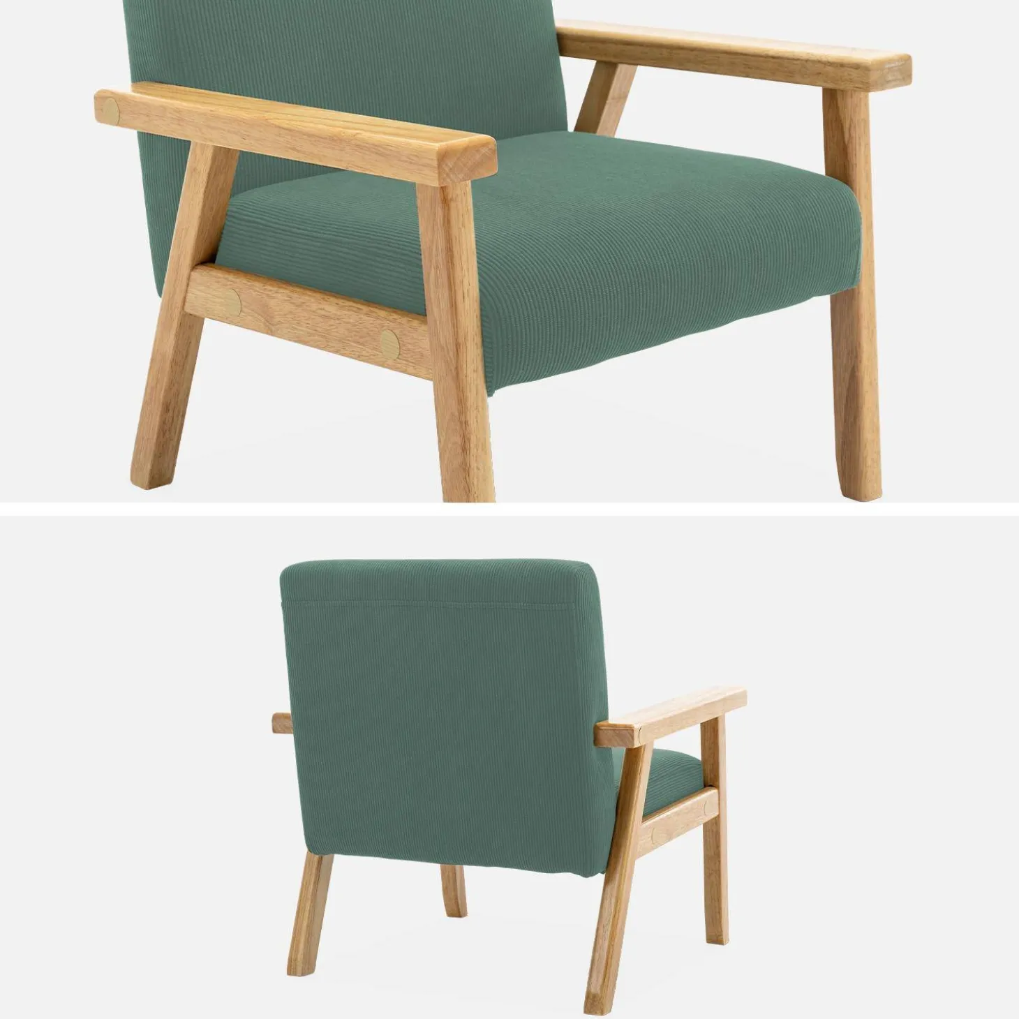 Fauteuil voor kinderen van hout en corduroy