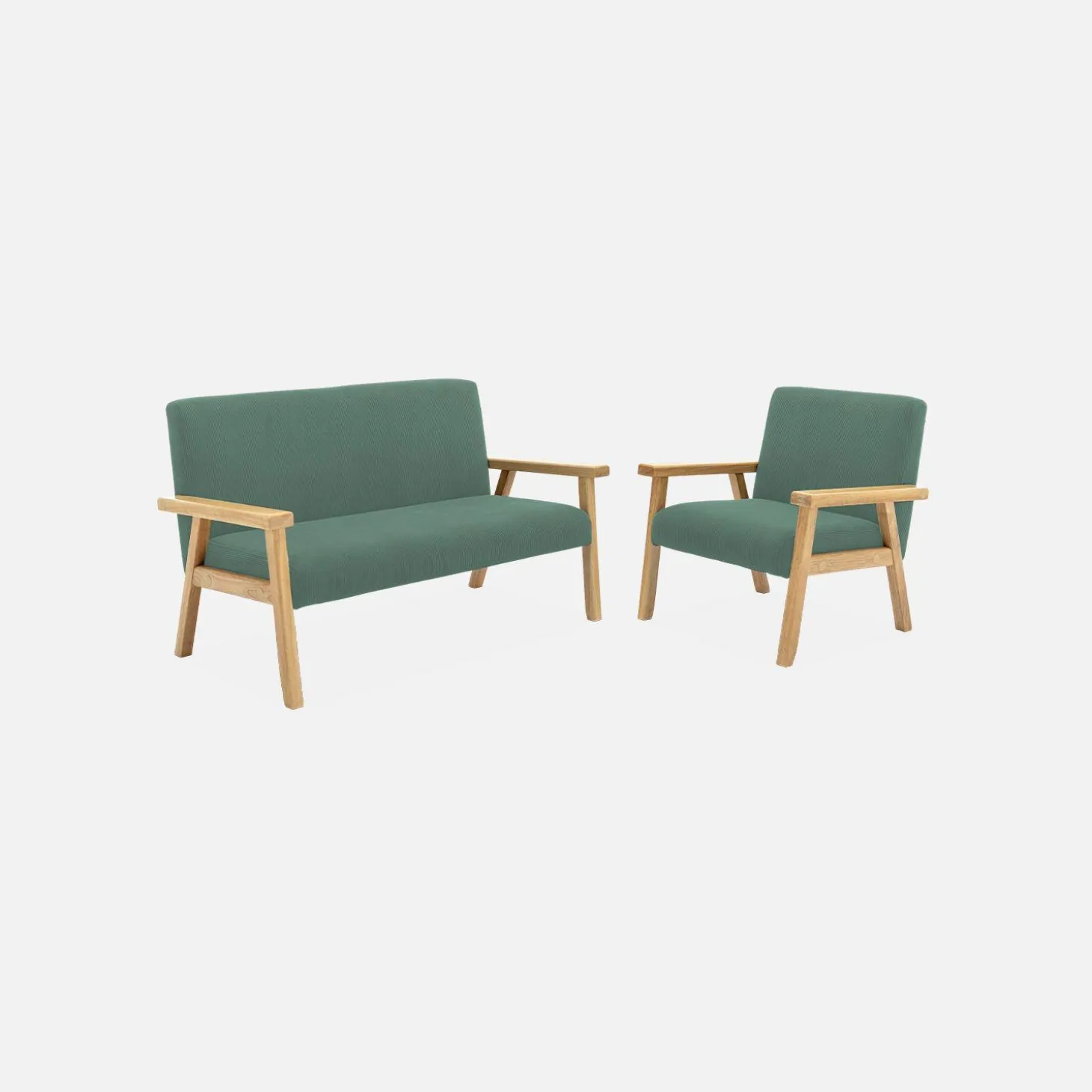 Fauteuil voor kinderen van hout en corduroy