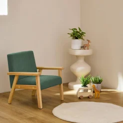 Fauteuil voor kinderen van hout en corduroy