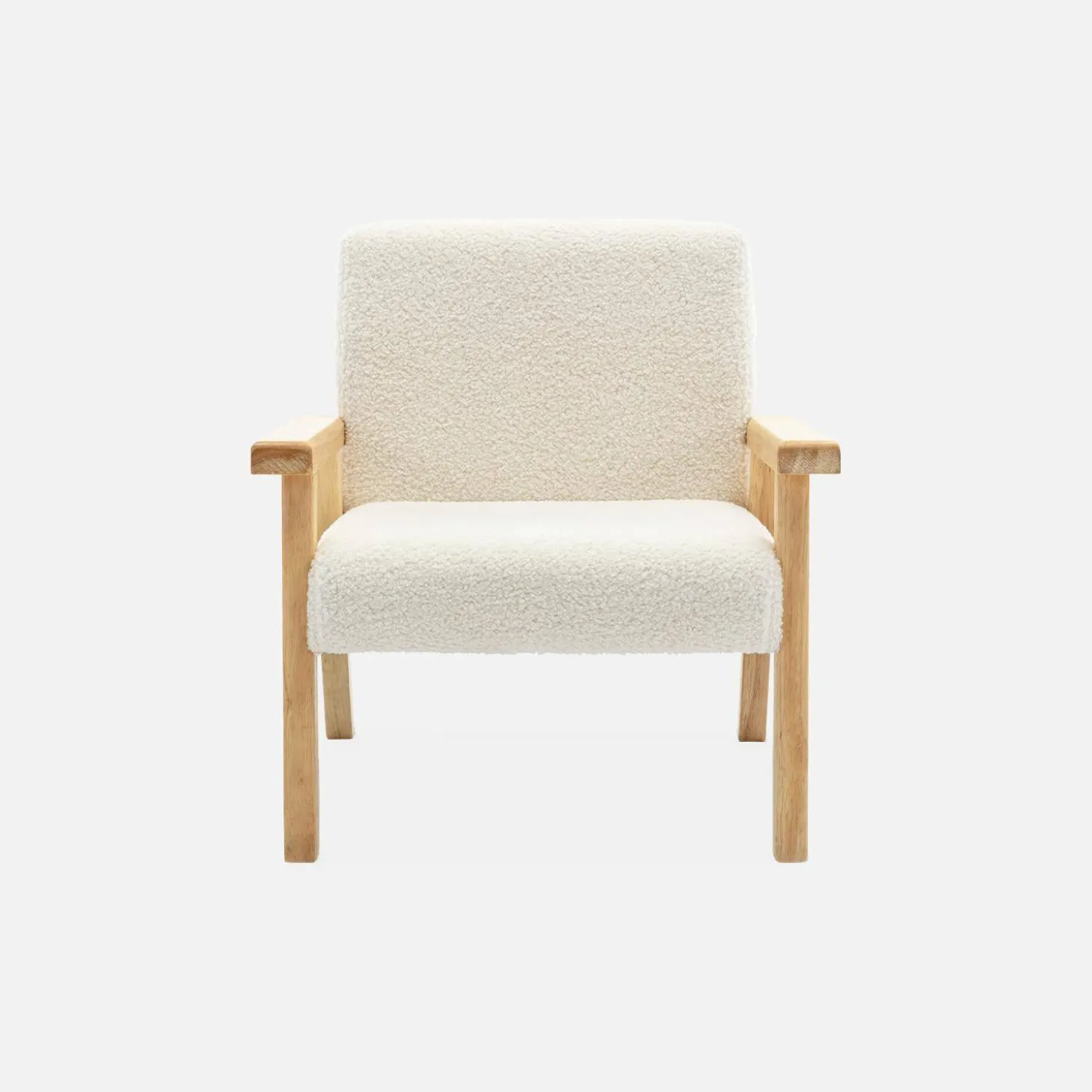 Fauteuil voor kinderen van hout en bouclé