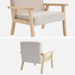 Fauteuil voor kinderen van hout en corduroy