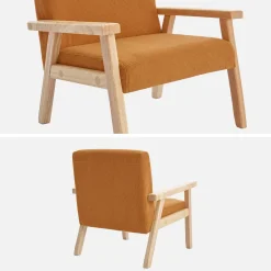 Fauteuil voor kinderen van hout en corduroy