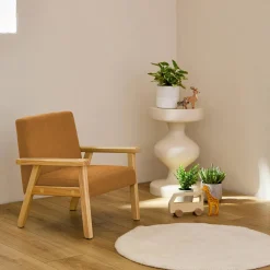 Fauteuil voor kinderen van hout en corduroy