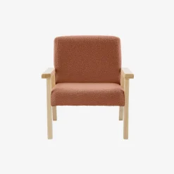 Fauteuil voor kinderen van hout en bouclé
