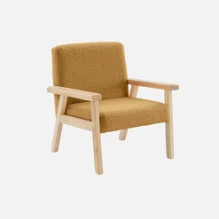 Fauteuil voor kinderen van hout en bouclé