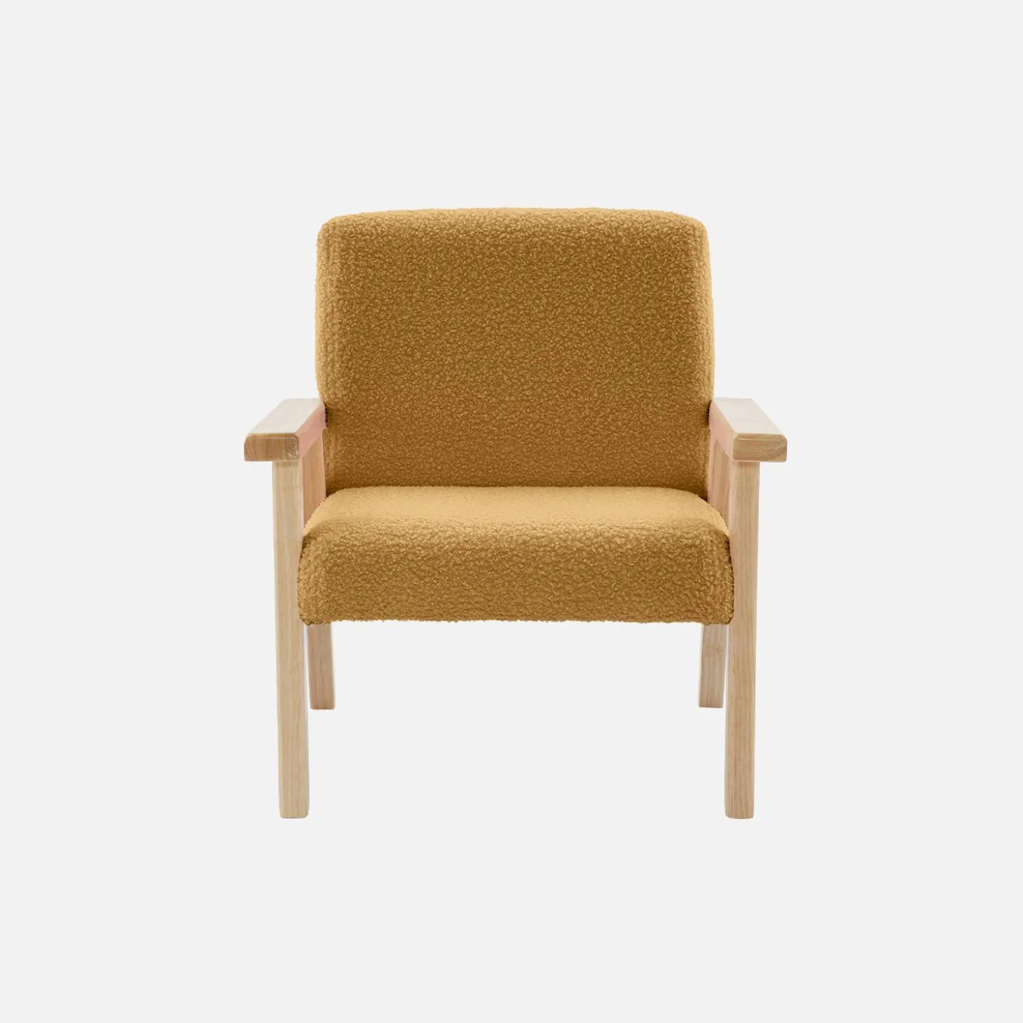 Fauteuil voor kinderen van hout en bouclé