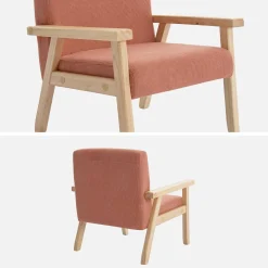Fauteuil voor kinderen van hout en corduroy