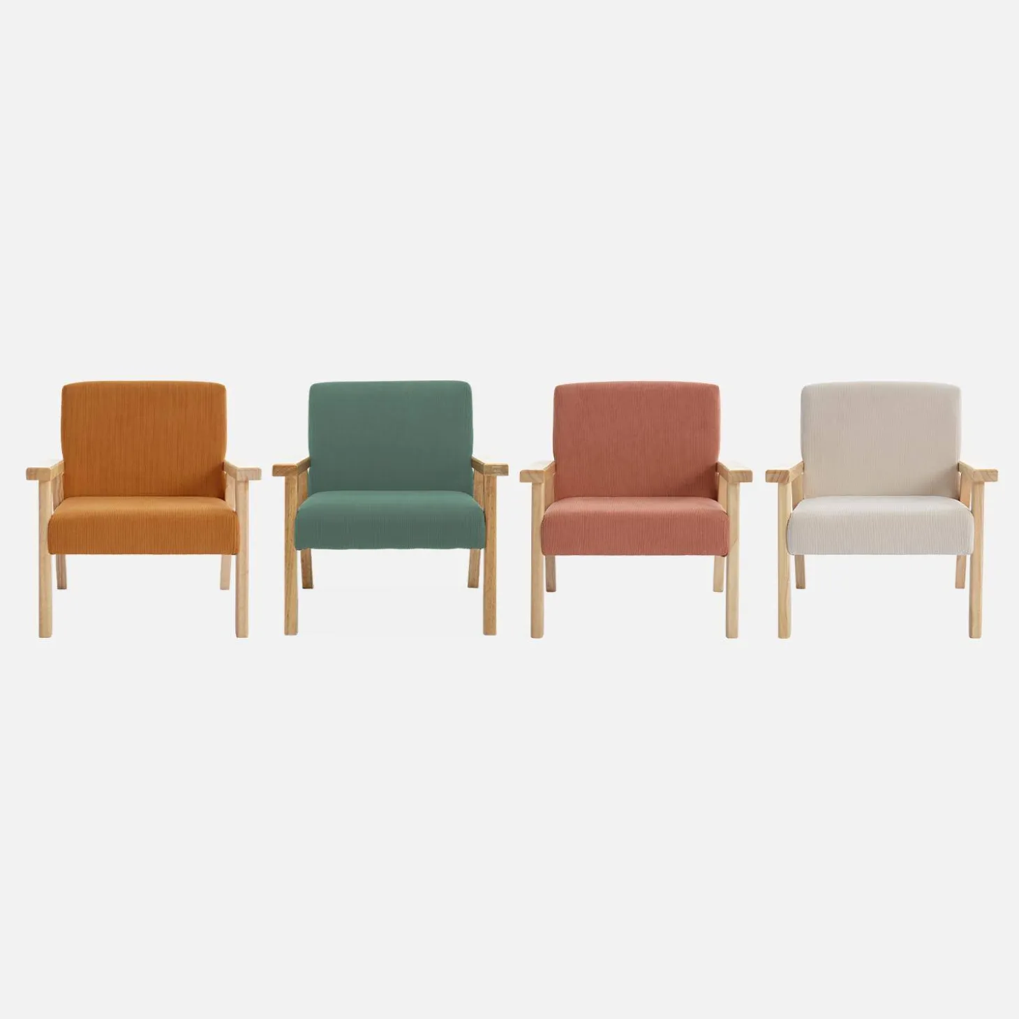Fauteuil voor kinderen van hout en corduroy