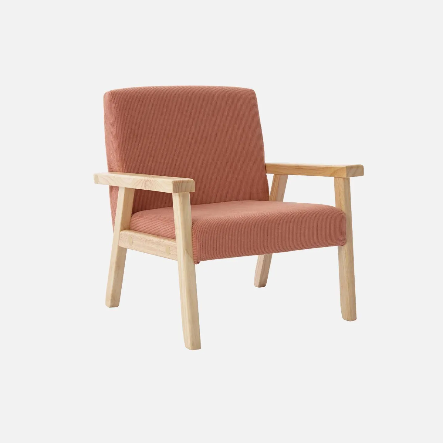 Fauteuil voor kinderen van hout en corduroy