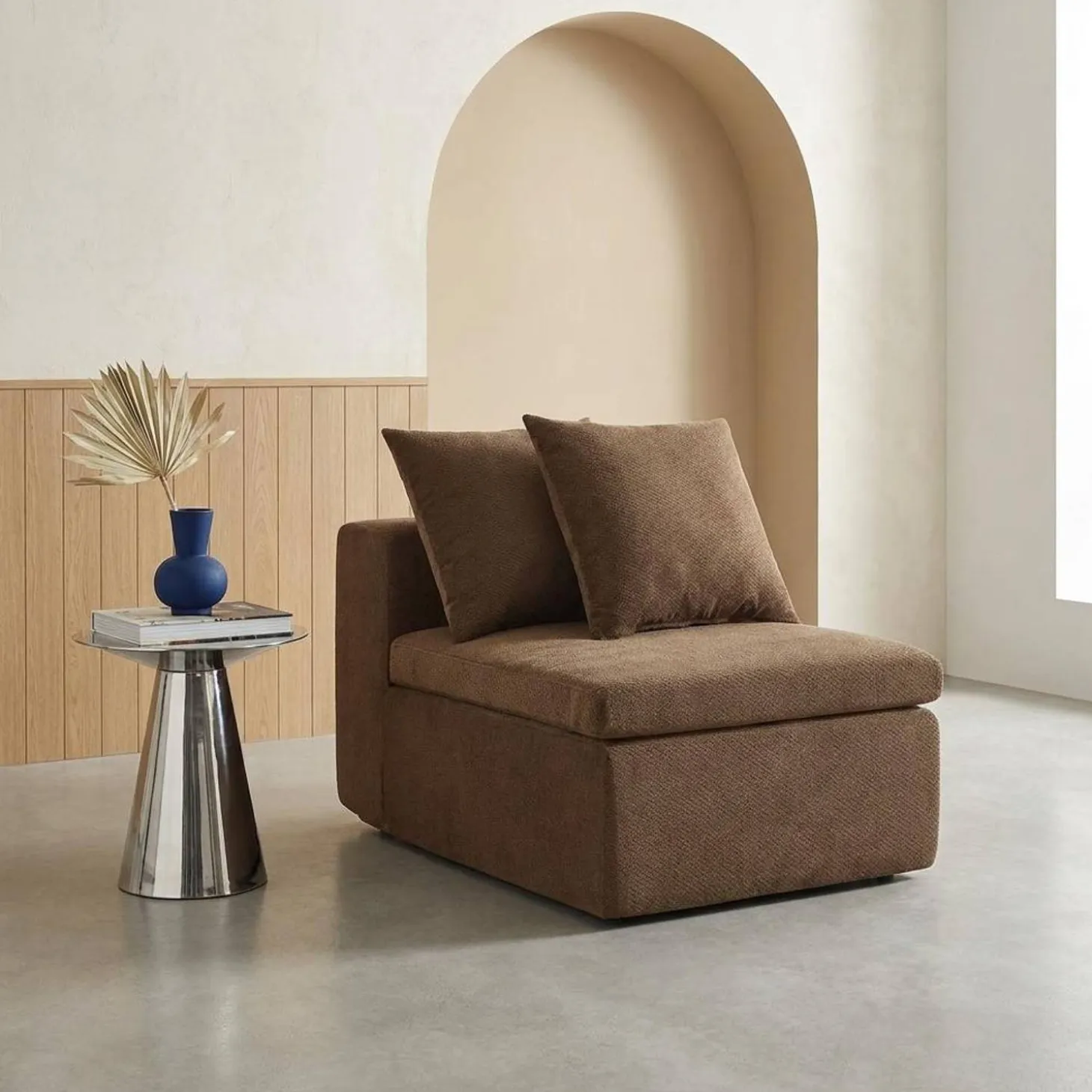 Fauteuil voor modulaire bank chenille stof 1 zitplaats