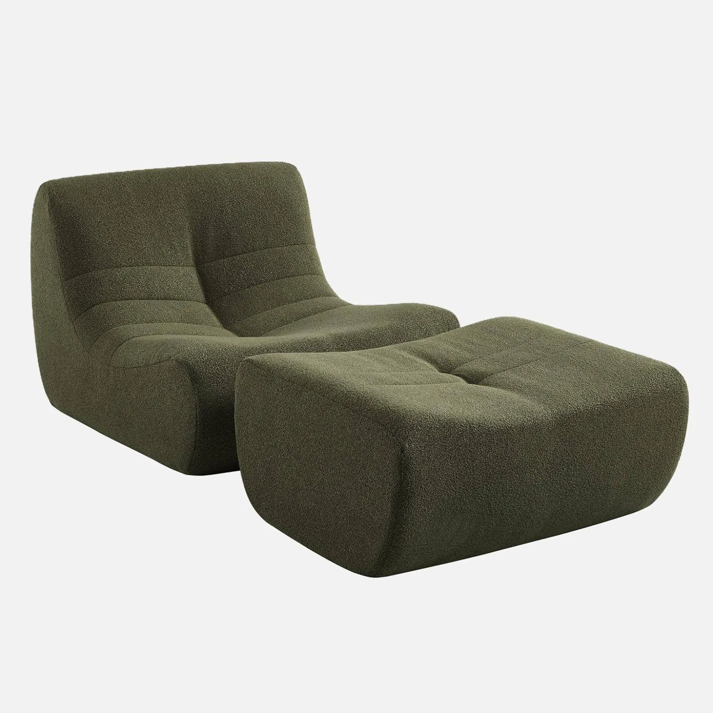 Fauteuil 1-zits met voetenbank boucléstof