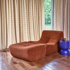 Fauteuil 1-zits met voetenbank corduroy