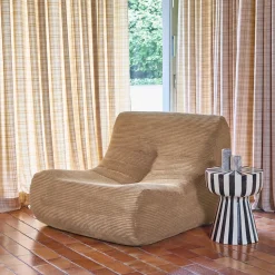 Fauteuil 1-zits met voetenbank corduroy