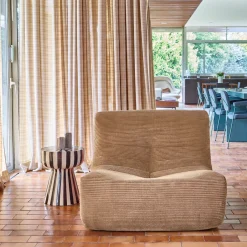 Fauteuil 1-zits met voetenbank corduroy