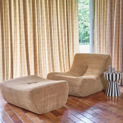Fauteuil 1-zits met voetenbank corduroy
