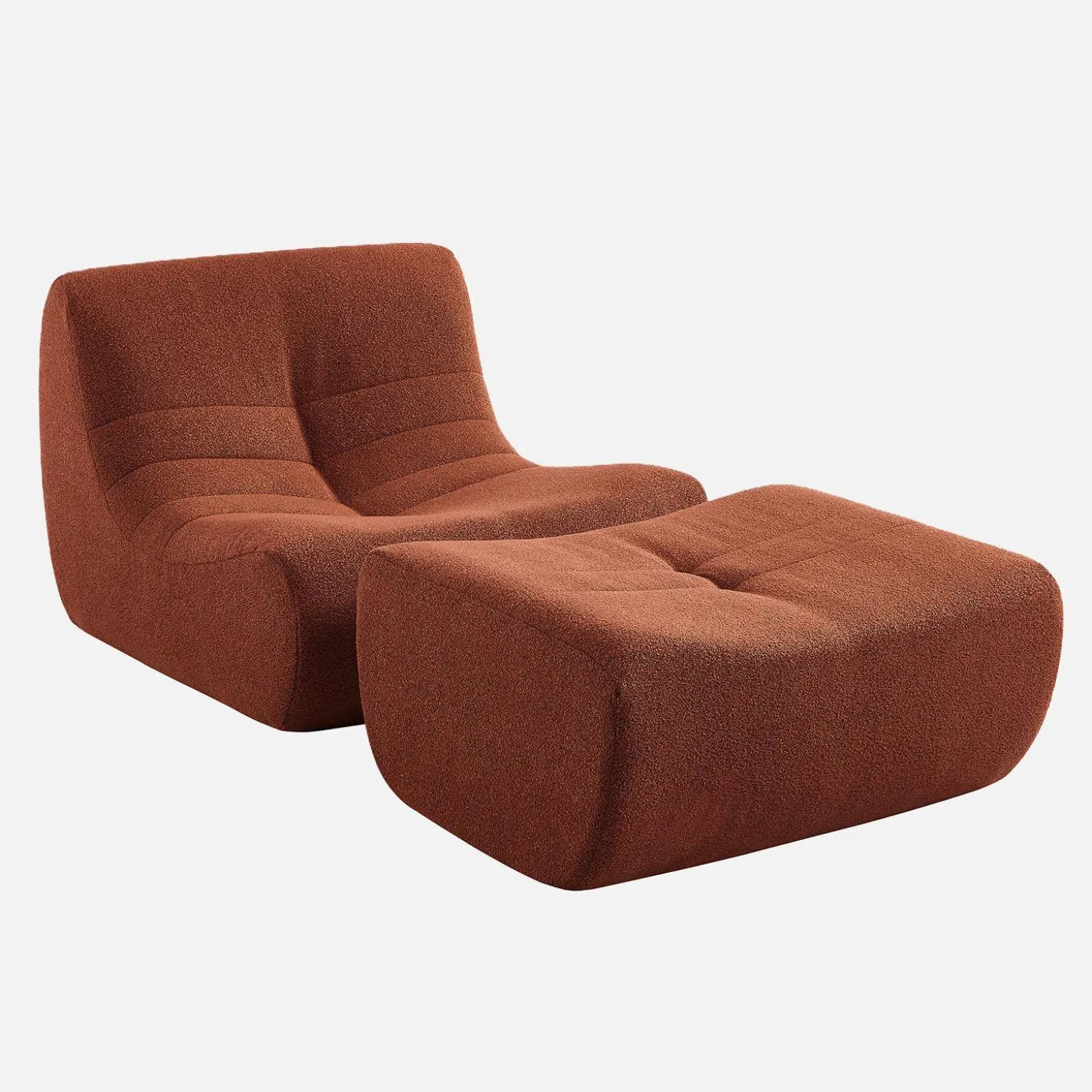 Fauteuil 1-zits met voetenbank boucléstof