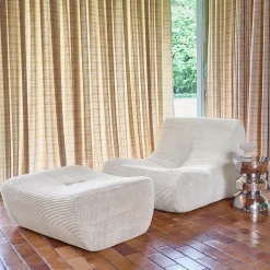 Fauteuil 1-zits met voetenbank corduroy