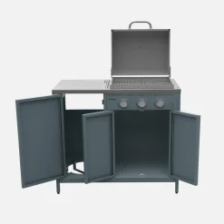 Gasbarbecue met 3 branders, 3 deuren en 2 opbergruimtes
