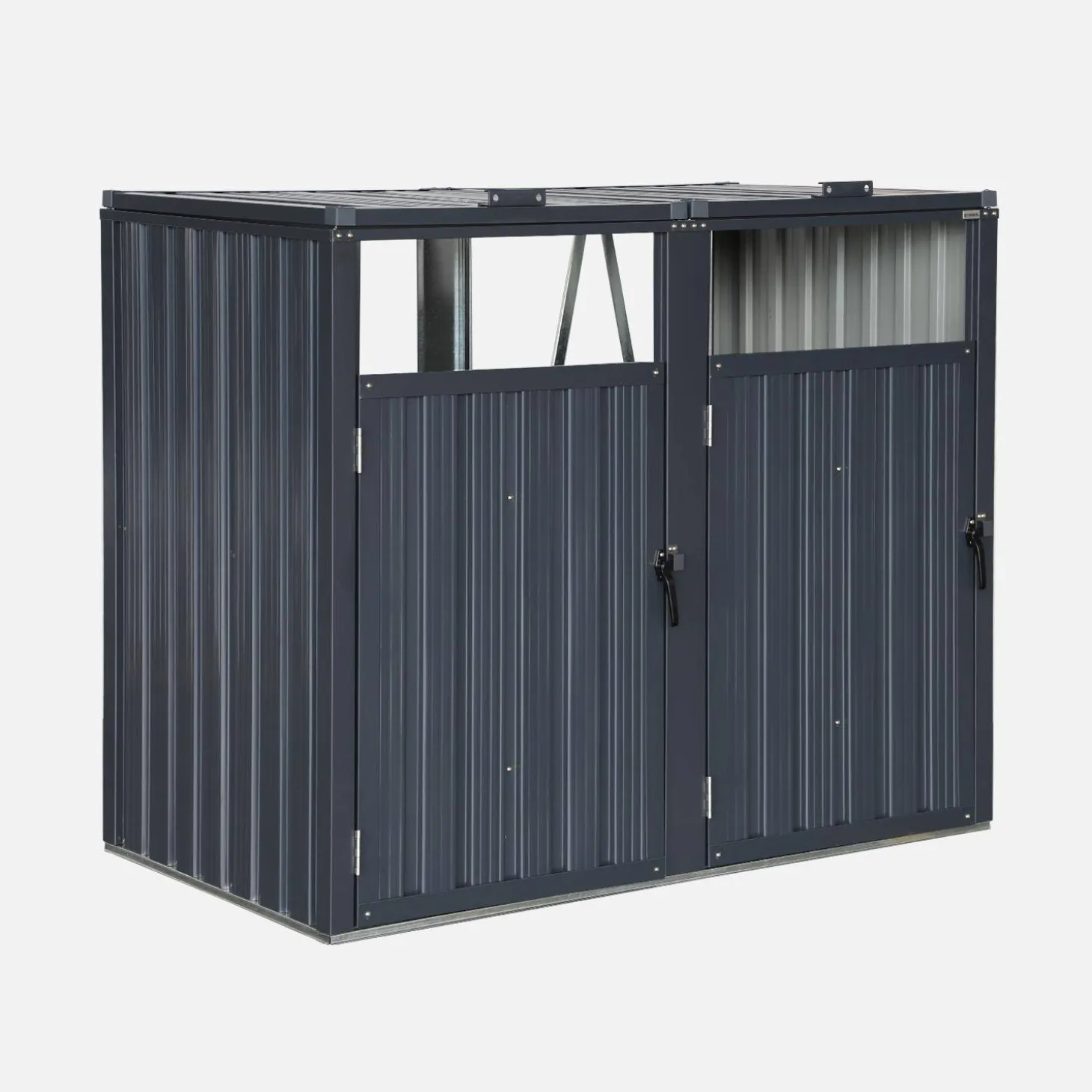 Grijs gegalvaniseerd stalen afvalhok