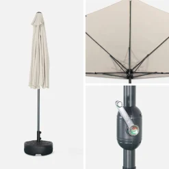 Halve parasol voor balkon 2,5m met centrale mast