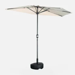Halve parasol voor balkon 2,5m met centrale mast