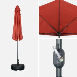 Halve parasol voor balkon 2,5m met centrale mast