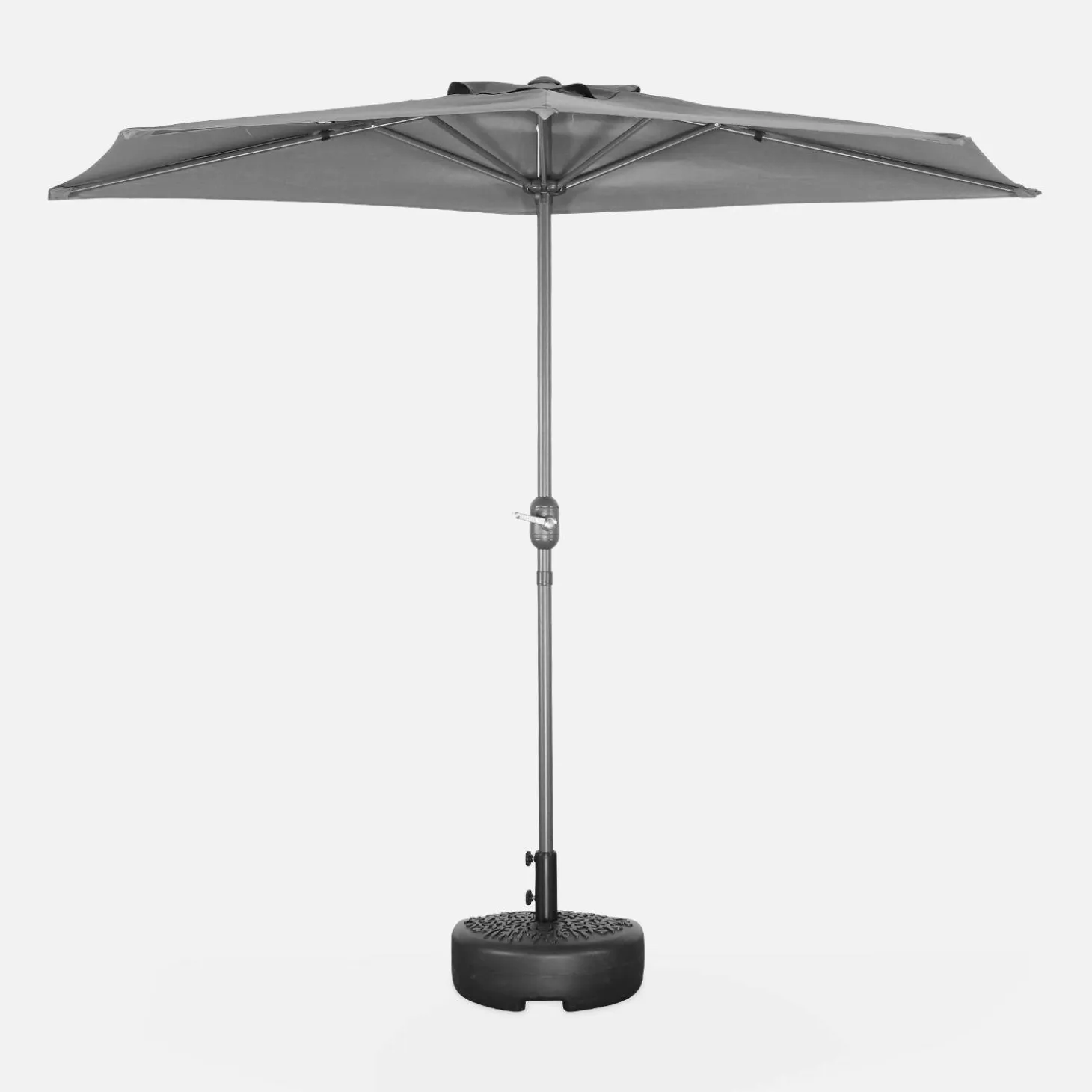 Halve parasol voor balkon 2,5m met centrale mast