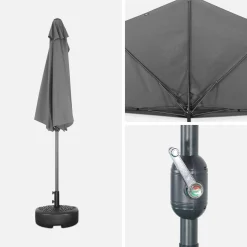 Halve parasol voor balkon 2,5m met centrale mast