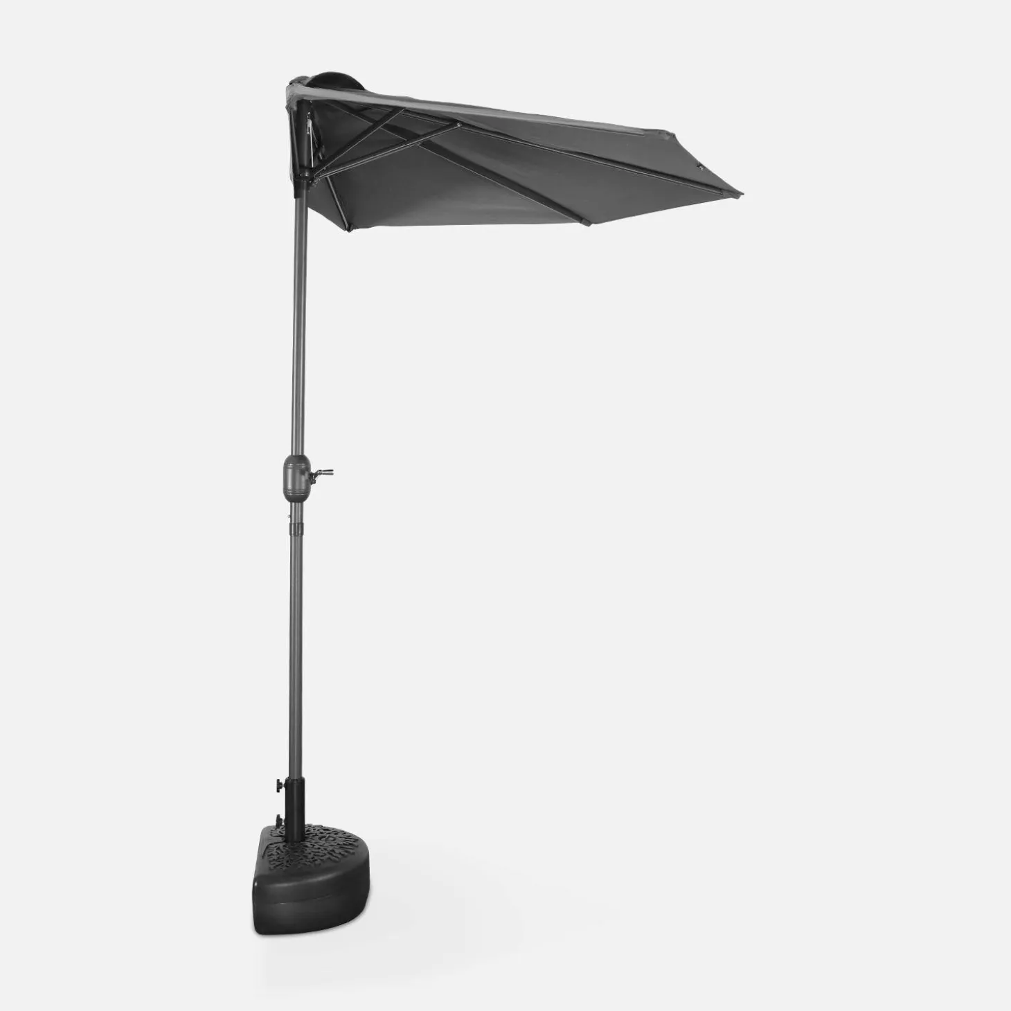 Halve parasol voor balkon 2,5m met centrale mast