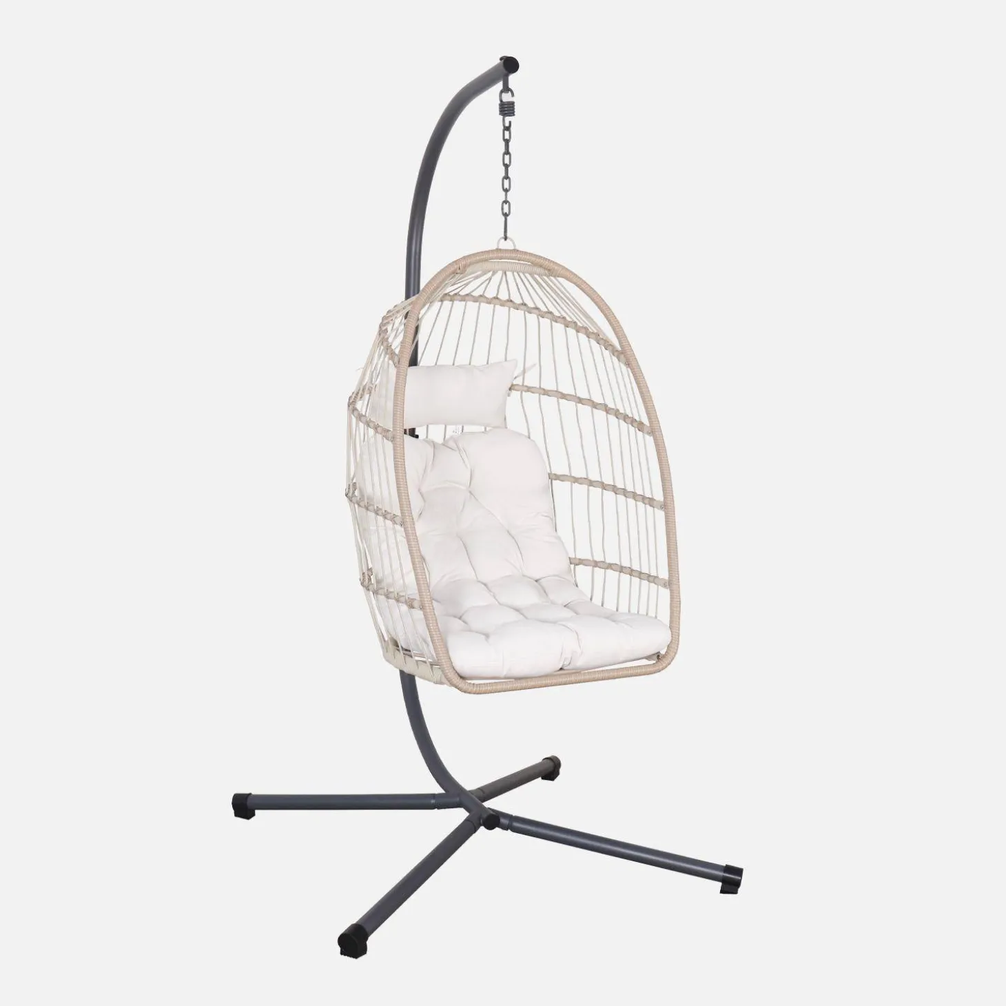 Hangend ei van staal, rotan, polyester