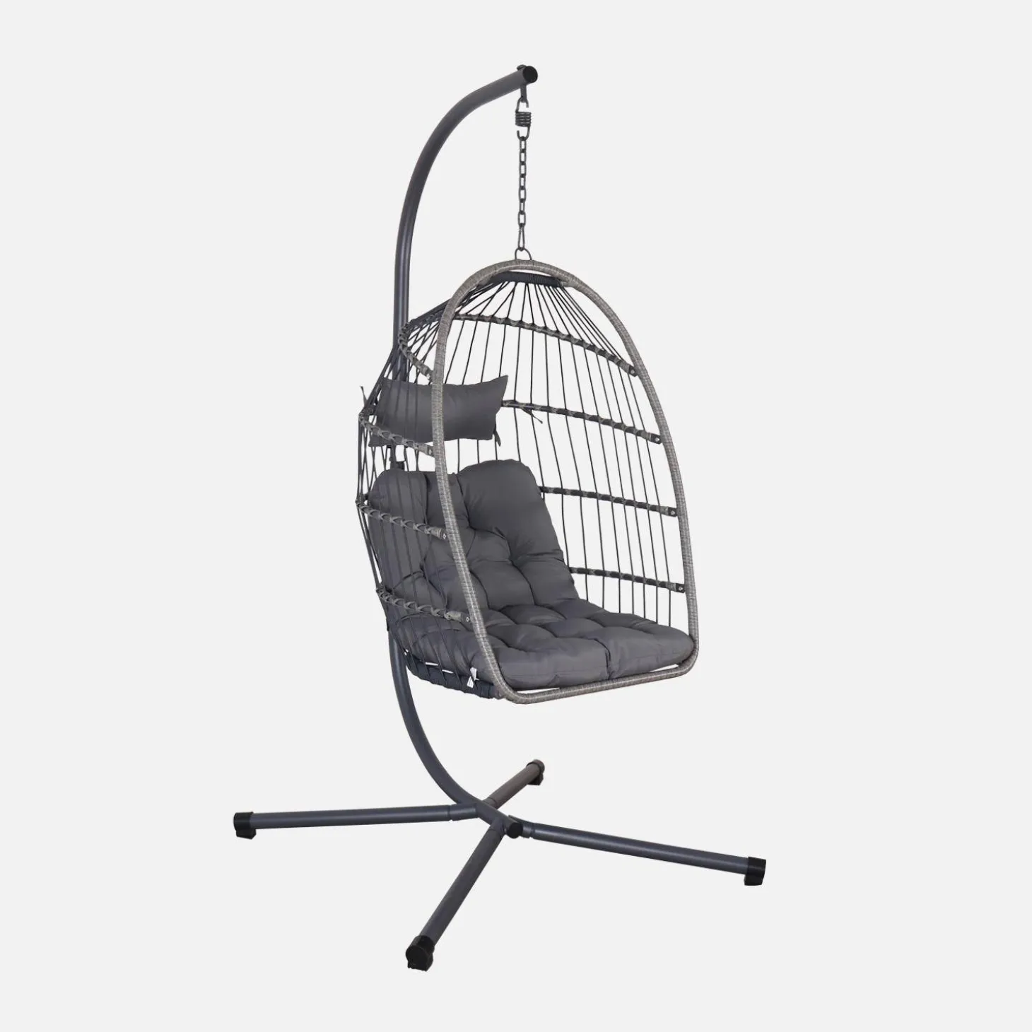 Hangend ei van staal, rotan, polyester