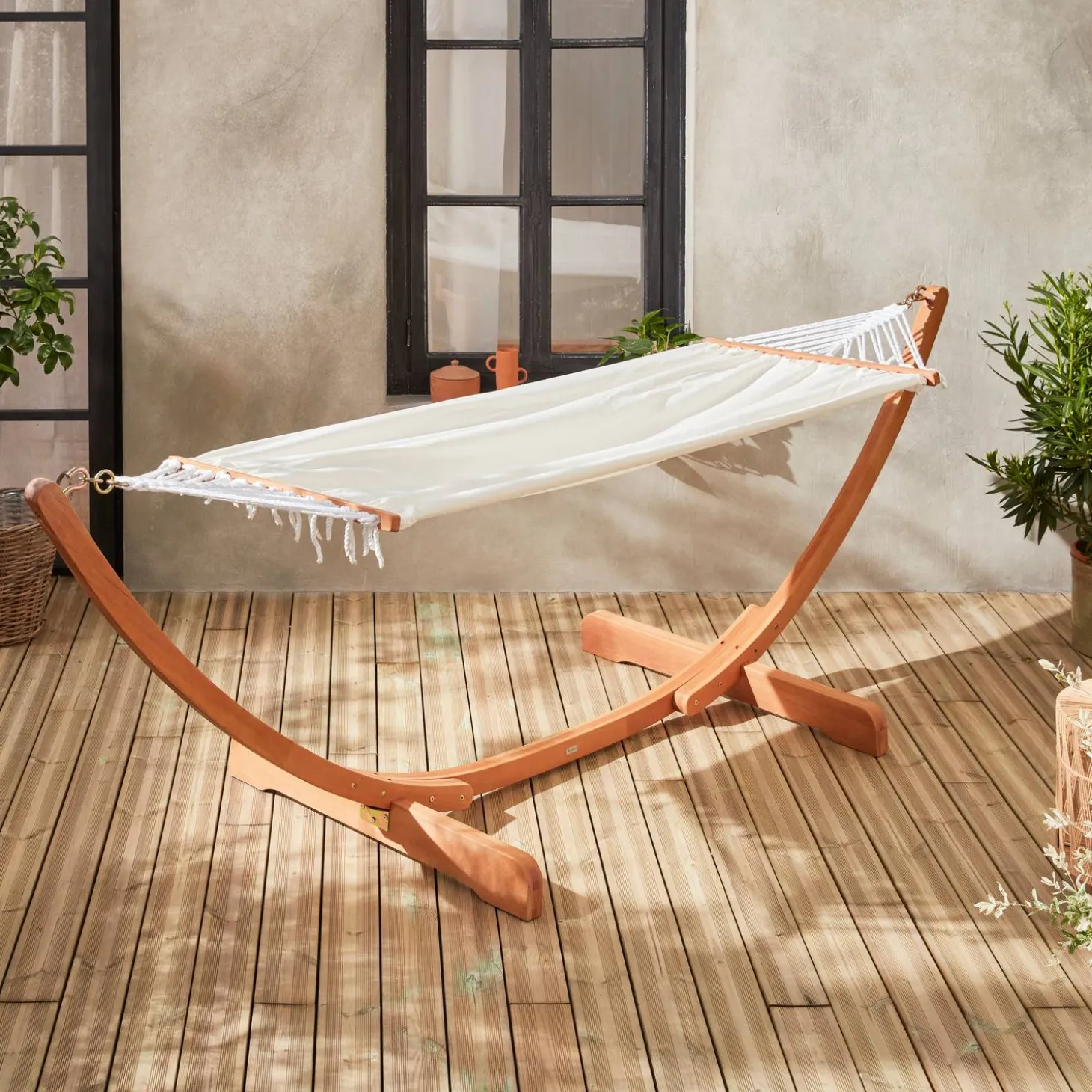 Hangmat met houten standaard