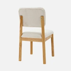Heveahout en boucléstoffen stoel (set van 2)
